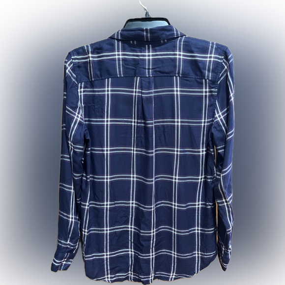 Banana Republic Women’s Navy Plaid Shirt - Picture 2 of 3
